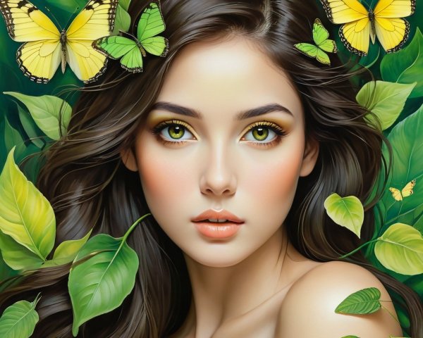 Close-Up Portrait of a Woman in Nature's Embrace