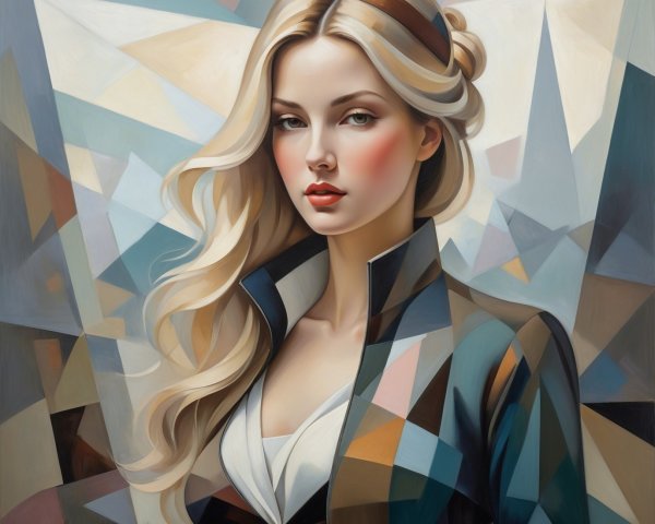 Stylized Portrait of a Woman with Abstract Background