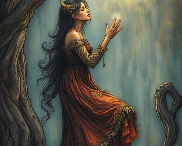 Portrait of a Young Woman with Mythical Features