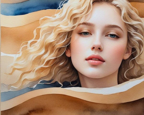 Young Woman with Blonde Hair in Abstract Background
