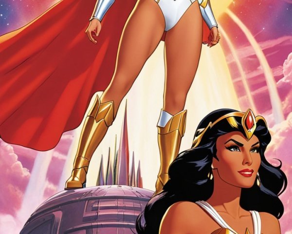 Heroic Characters Against a Vibrant Cosmic Backdrop
