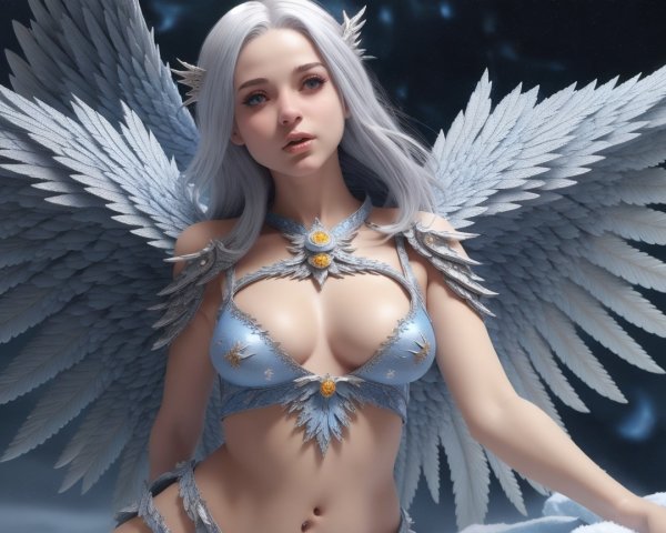 Digital Artwork of a Fair-Skinned Female Angel