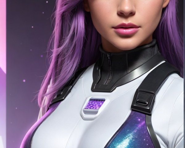 Futuristic Portrait of a Woman in Astronaut Suit