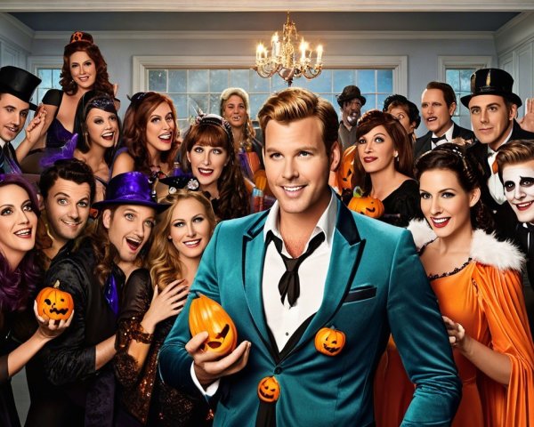 Colorful Halloween Costumes in Elegant Room Gathering