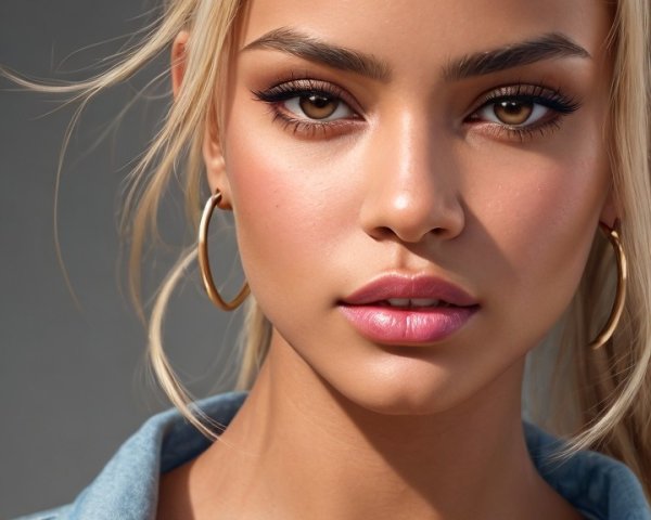 Young woman with braided blonde hair and natural makeup