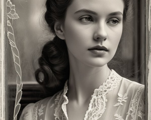 Vintage Portrait of a Young Woman in Monochrome