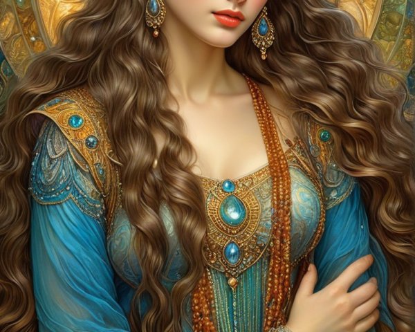 Portrait of a woman in colorful dress with floral adornments