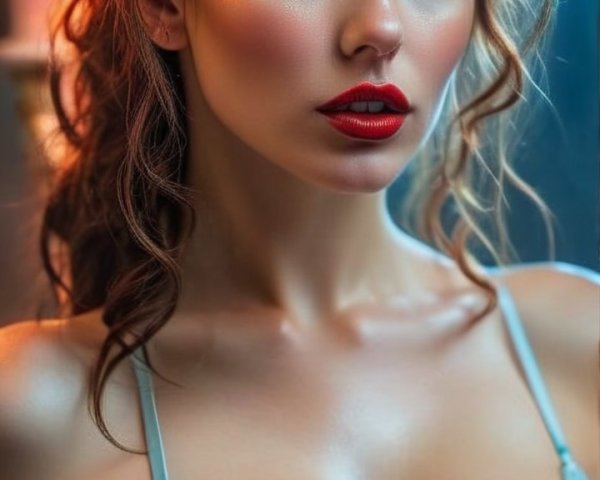 Close-up of a woman with pale skin and red hair