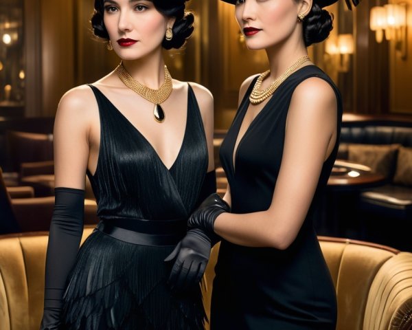 Elegant 1920s Fashion with Glamorous Black Dresses