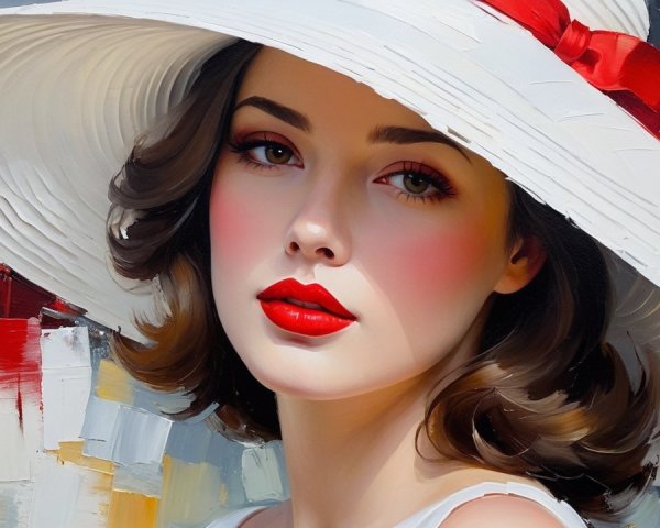 Elegant Portrait of a Woman in a Wide-Brimmed Hat