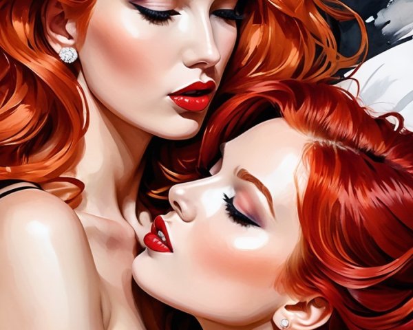Intimate Portrait of Two Women with Red Hair