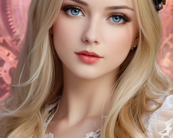 Young woman in lace top with steampunk accessories