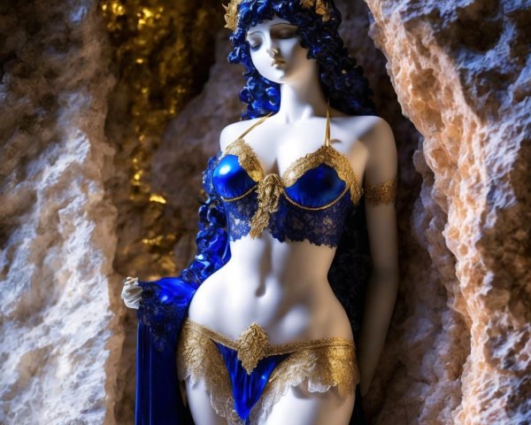 Vibrant Blue Lingerie Set on Elegant Mannequin