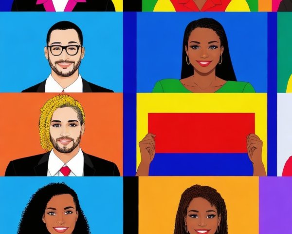 Vibrant Digital Art Collage of Diverse People