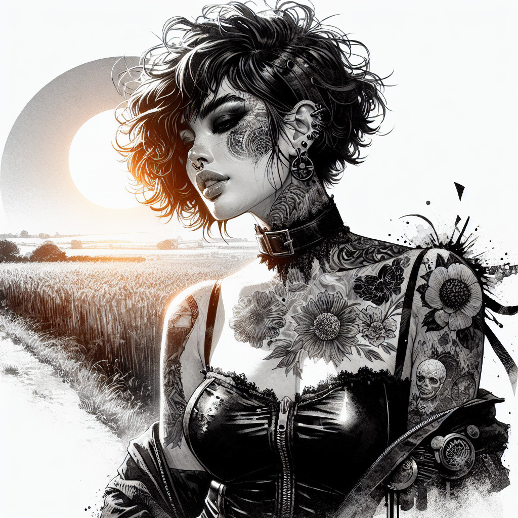 Black and White Illustration of a Confident Woman