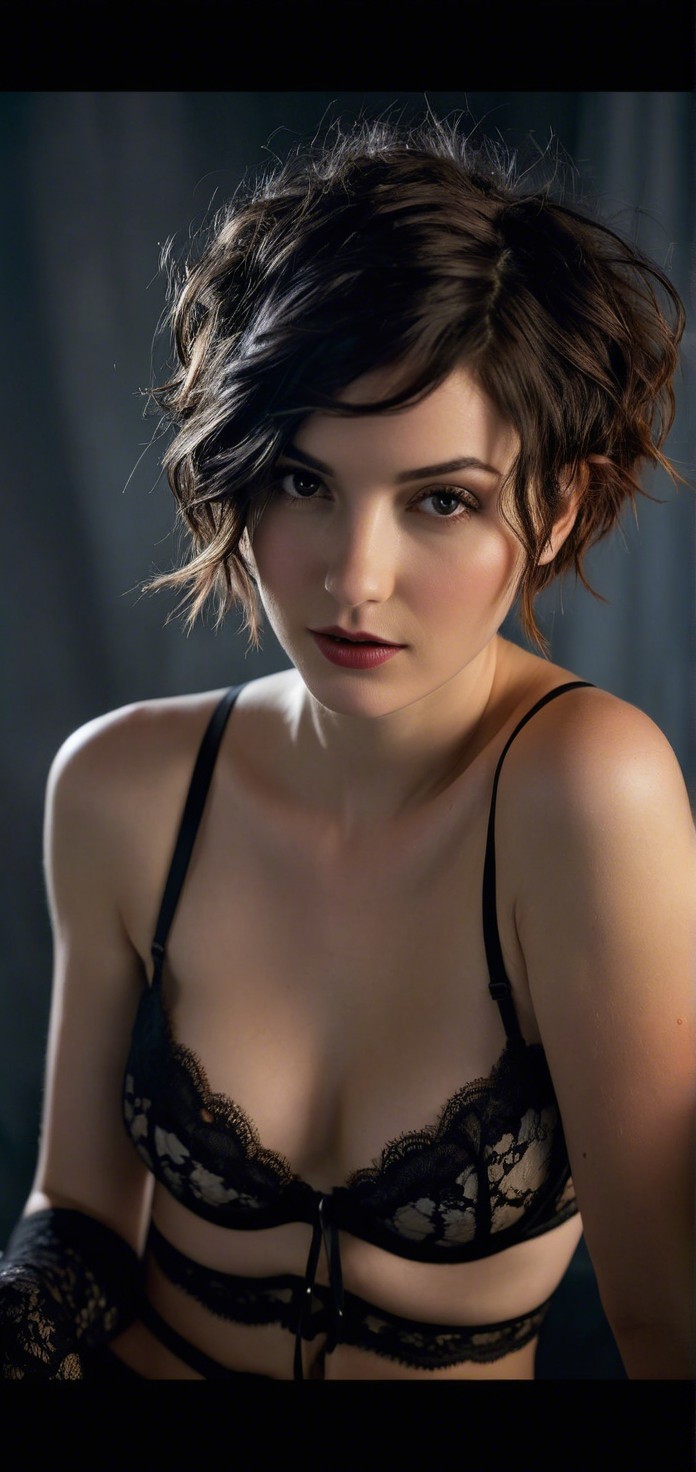 Elegant Portrait of a Woman in Black Lace Lingerie
