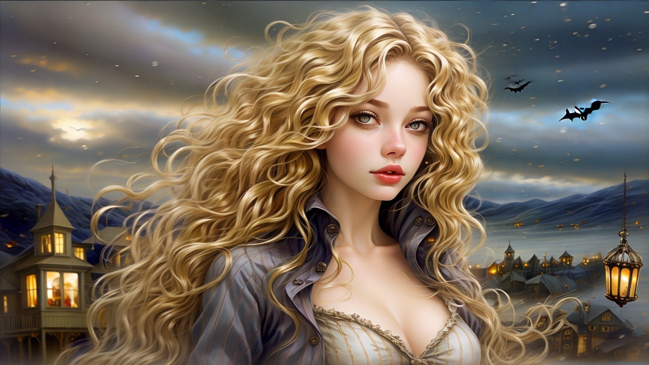 Portrait of a Young Woman in Twilight Setting