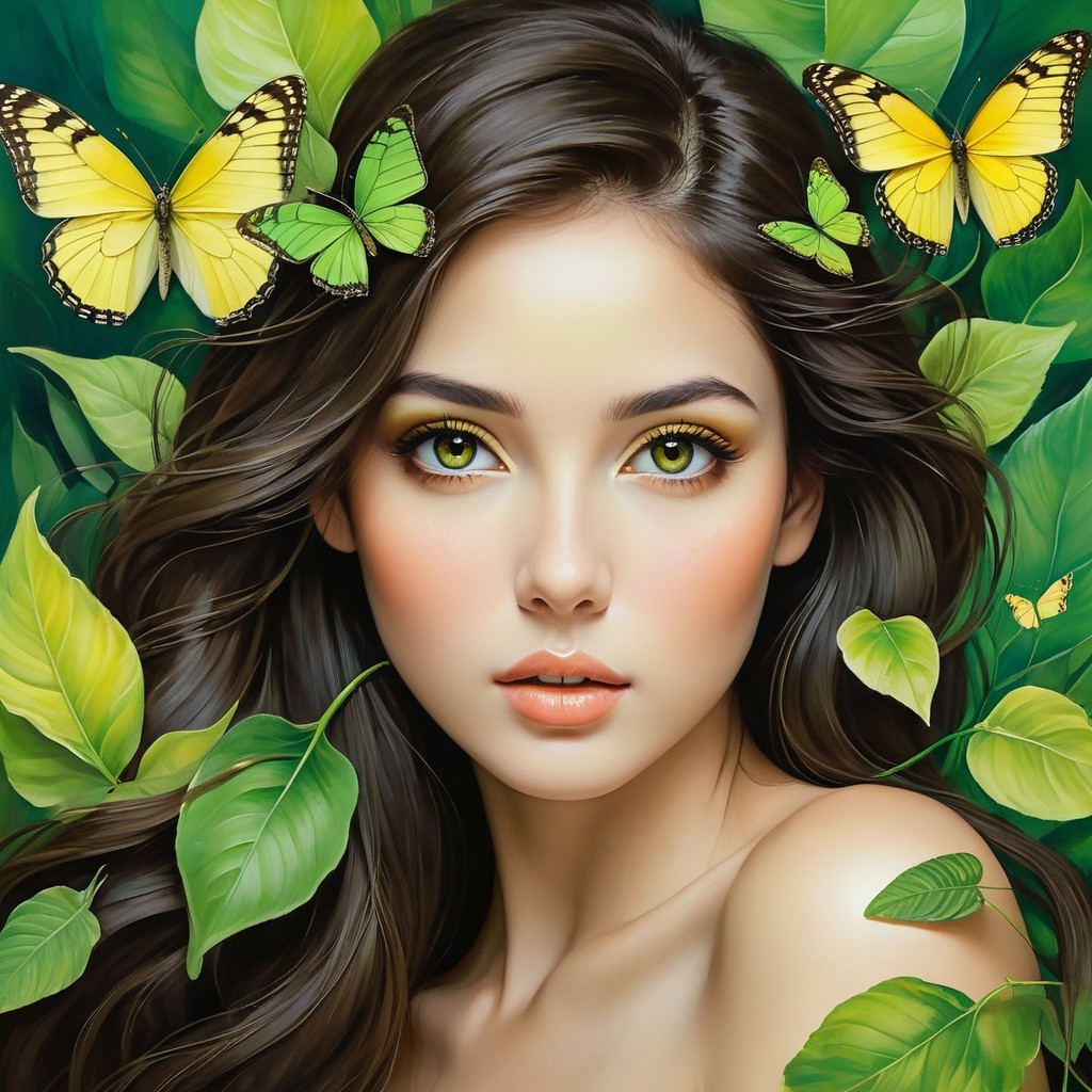 Close-Up Portrait of a Woman in Nature's Embrace