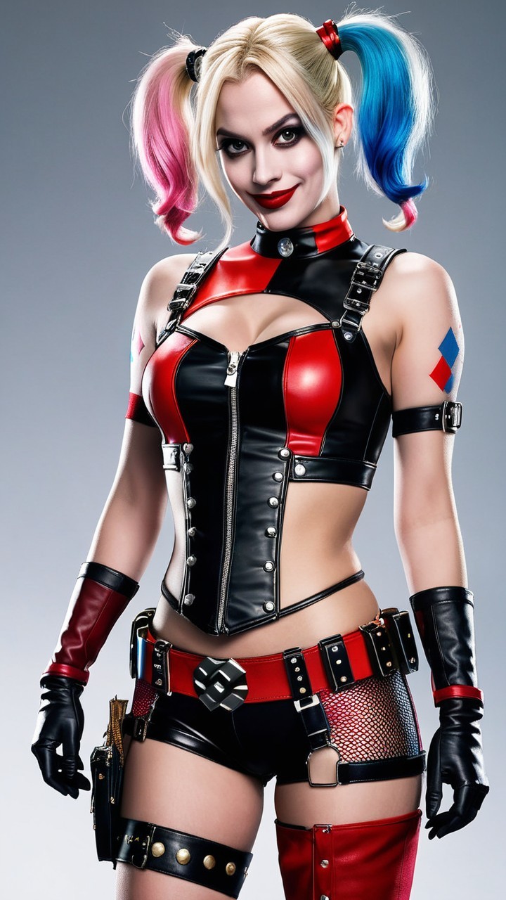 Vibrant Character in Black and Red Outfit with Pigtails