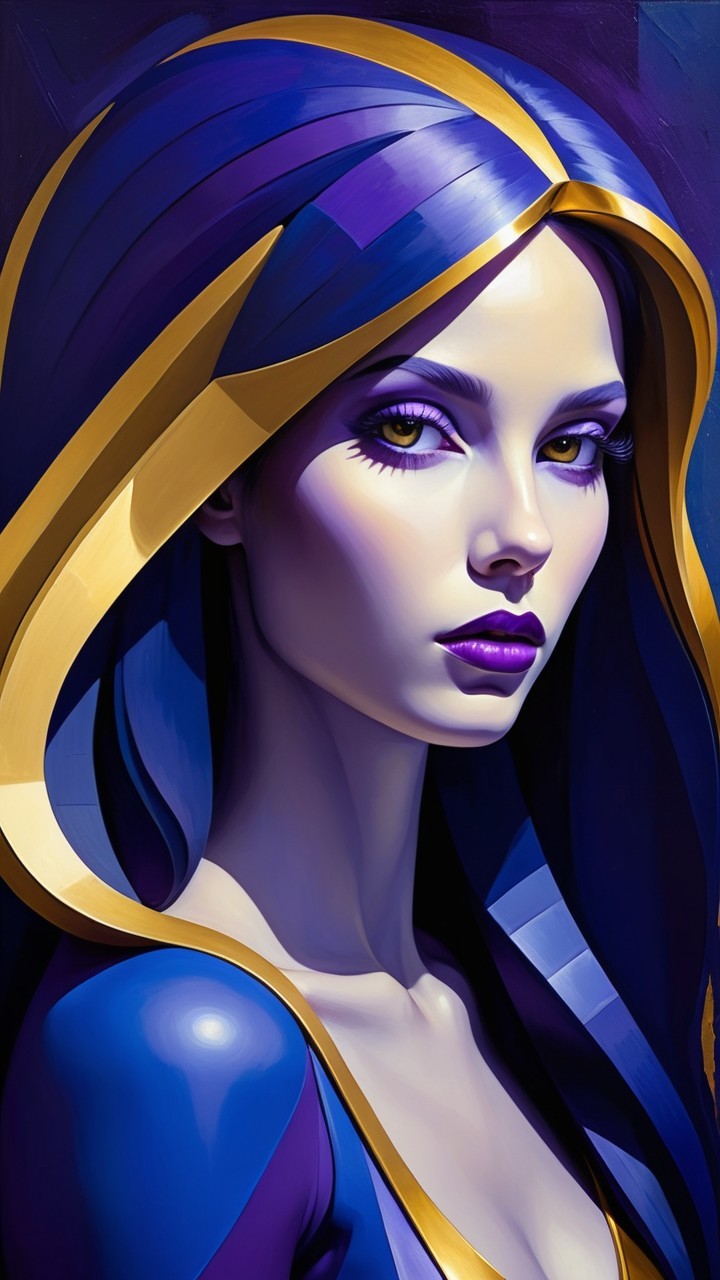 Portrait of a Woman with Blue and Gold Hair