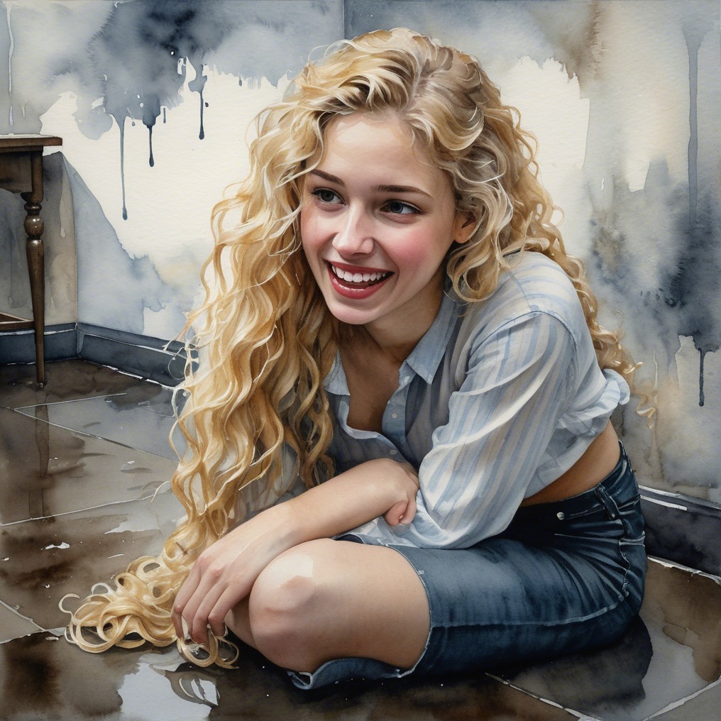 Young Woman with Blonde Hair in Artistic Setting