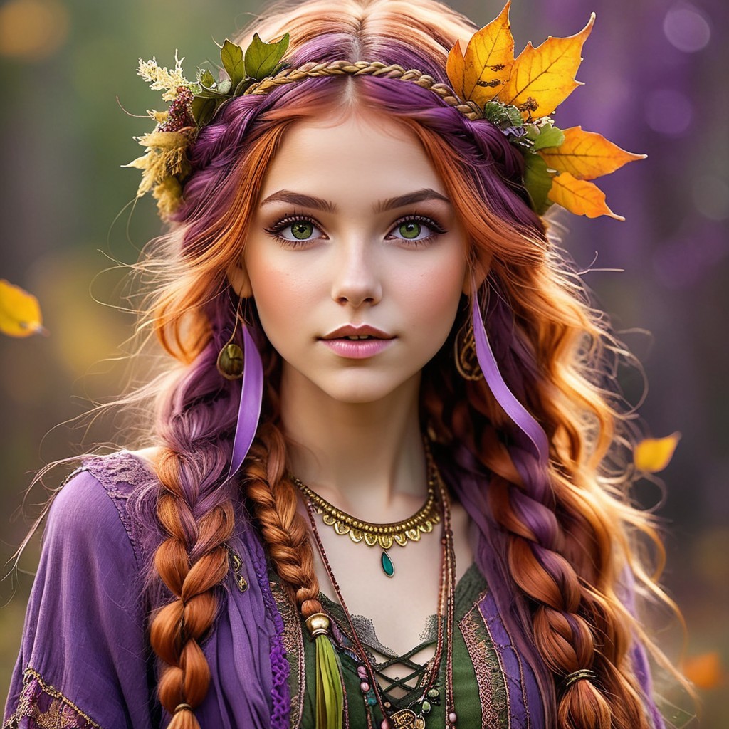 Whimsical Young Woman with Nature-Inspired Aesthetic