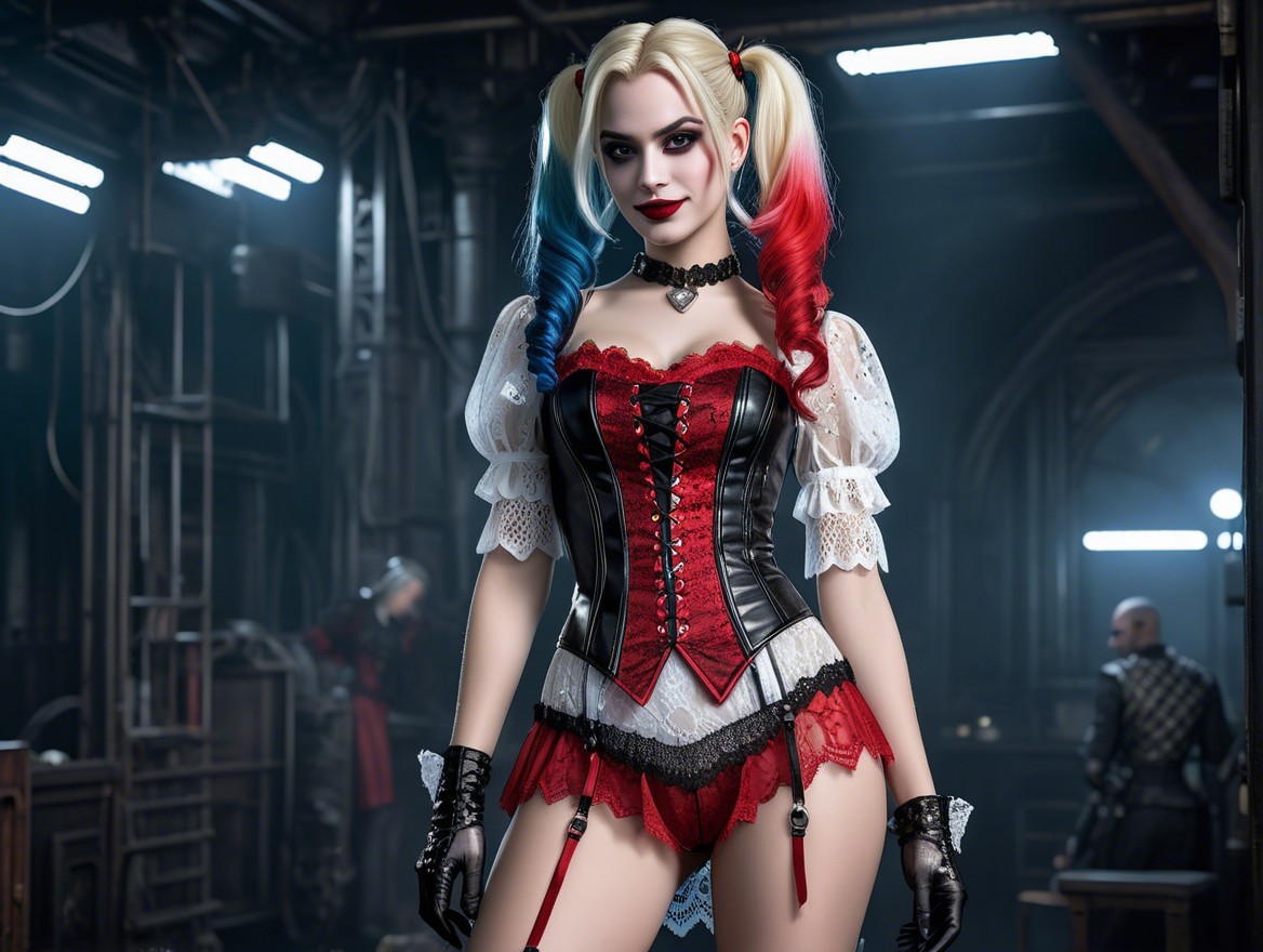 Jester-Inspired Character in Edgy Outfit and Setting