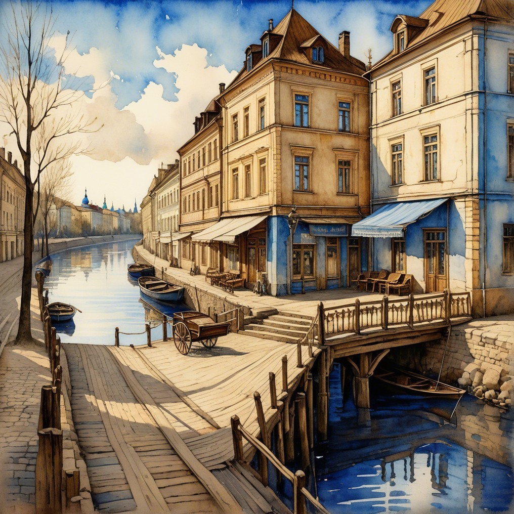Serene Riverside Scene with Charming Old Buildings