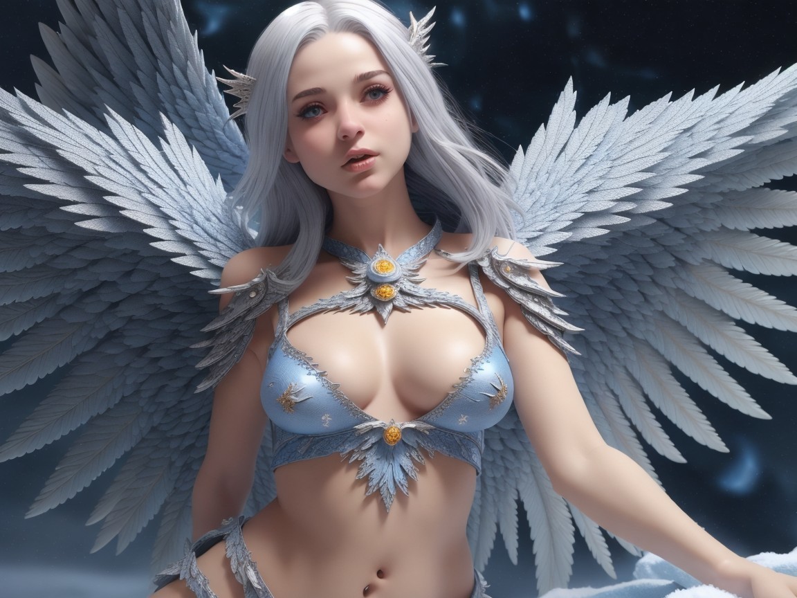Digital Artwork of a Fair-Skinned Female Angel