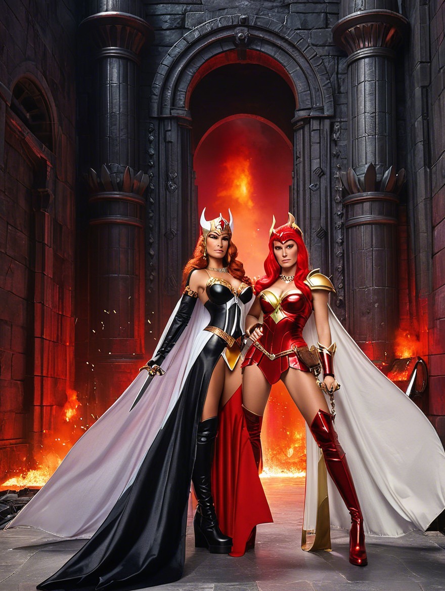 Powerful Female Figures in Fantasy Setting with Armor