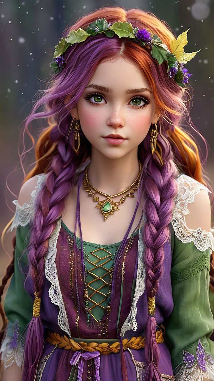 Medieval-Inspired Outfit with Floral Crown and Waves