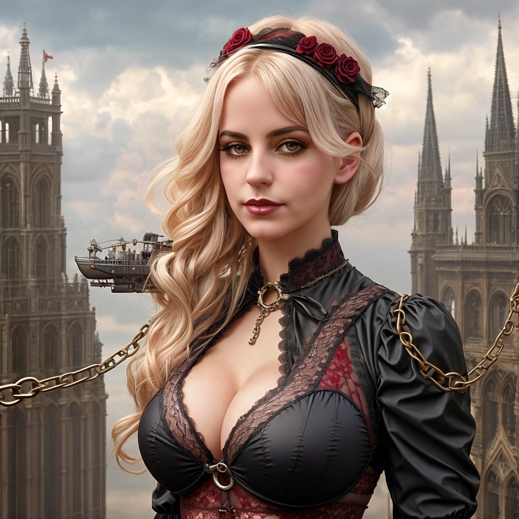 Fantasy Scene with Woman in Gothic Setting
