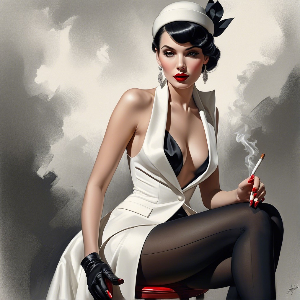 Glamorous Vintage-Inspired Woman in Elegant Outfit