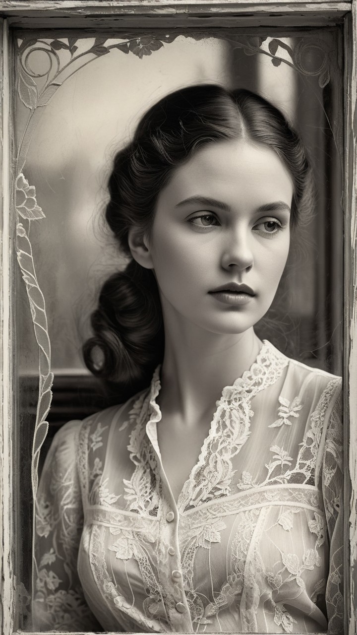 Vintage Portrait of a Young Woman in Monochrome
