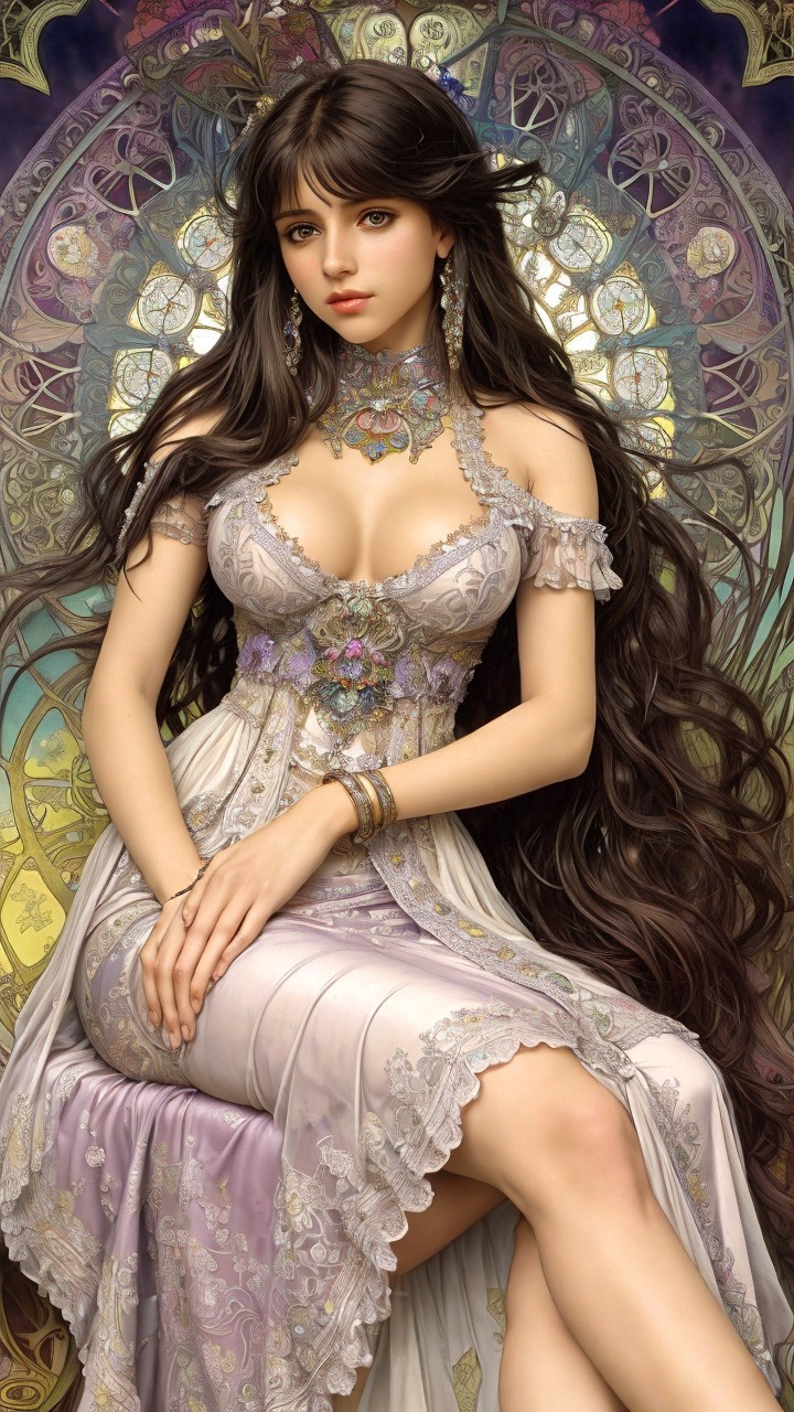 Full body portrait of a young woman in formal attire