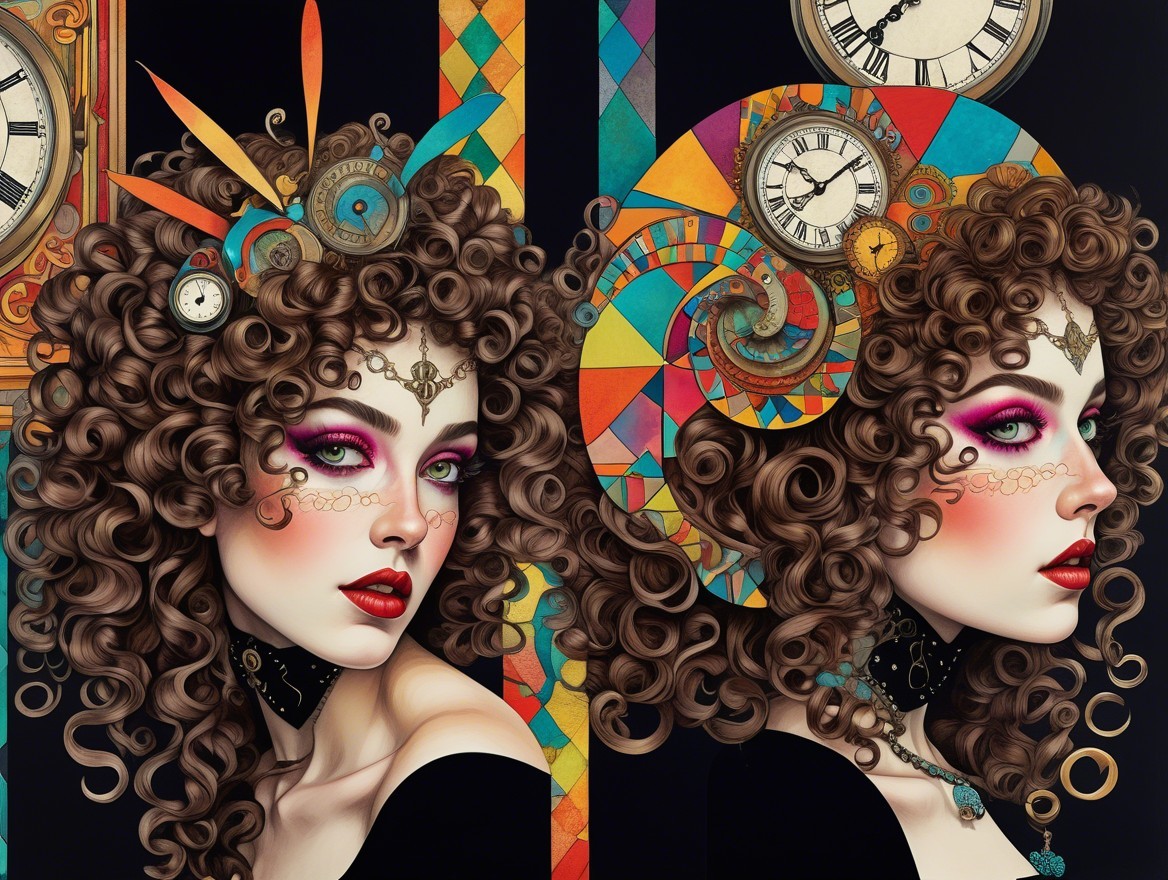 Striking Woman with Curly Hair and Bold Makeup