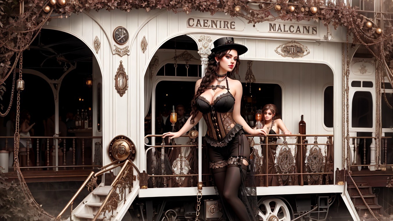 Glamorous Vintage Corsetry on Steampunk Riverboat