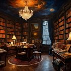 Elegant Woman in Yellow Gown in Steampunk Room