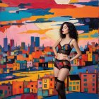 Stylish Bar Scene with Confident Woman in Chic Outfit