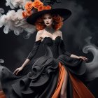 Hyperrealistic Steampunk Woman with Red Curly Hair