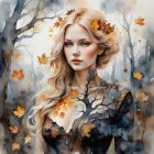 Fierce Warrior in Intricate Armor in Fantastical Landscape