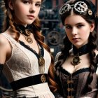 Vintage Steampunk Attire in a Forest Setting