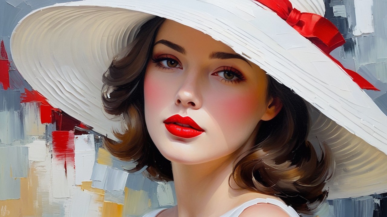 Elegant Portrait of a Woman in a Wide-Brimmed Hat