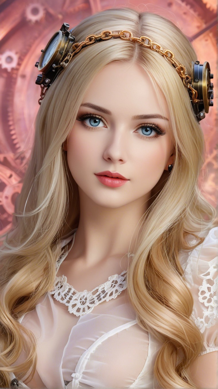 Young woman in lace top with steampunk accessories