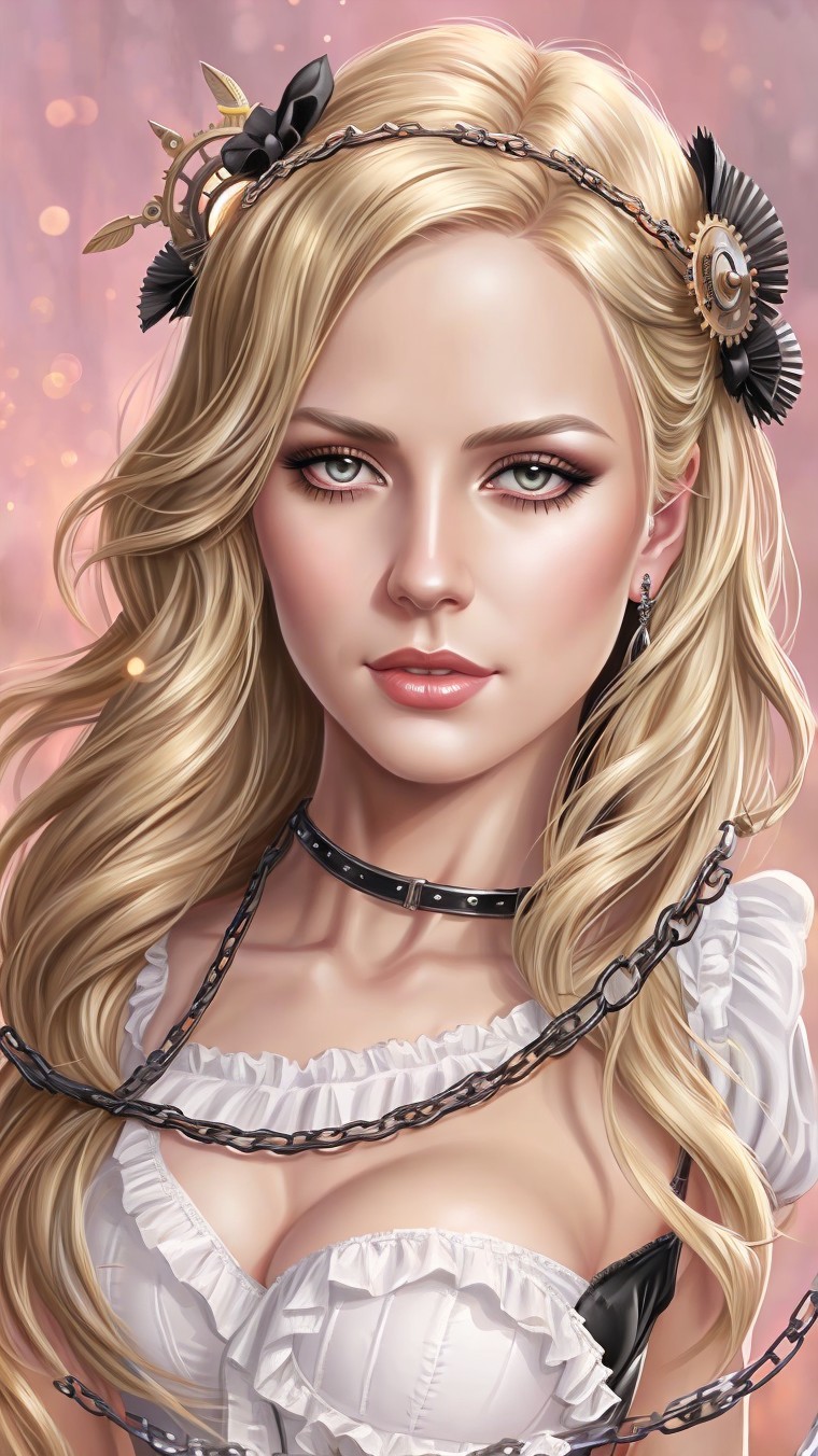 Elegant Woman with Blonde Hair and Floral Accessories