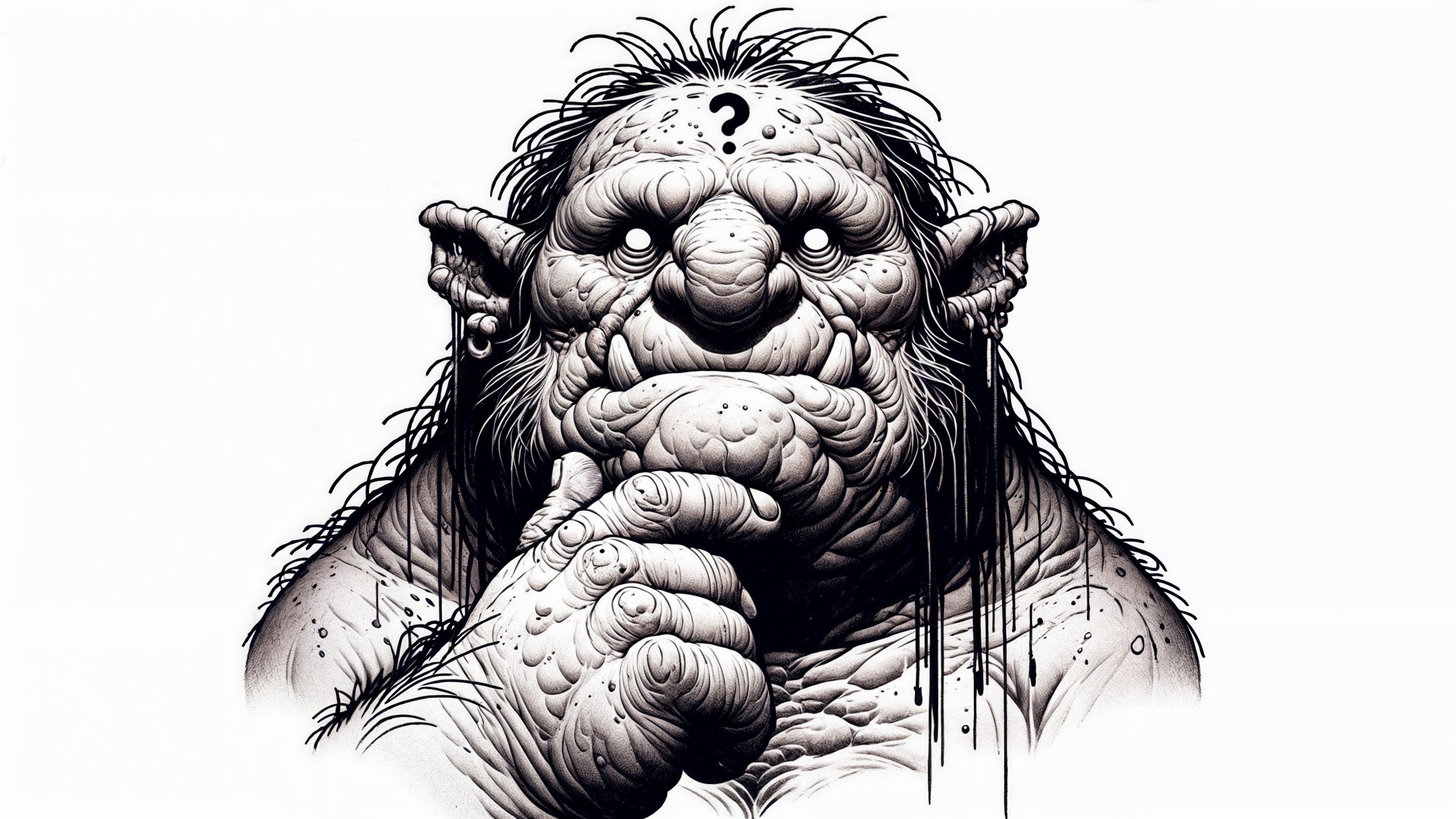 Stylized Troll Illustration with Exaggerated Features