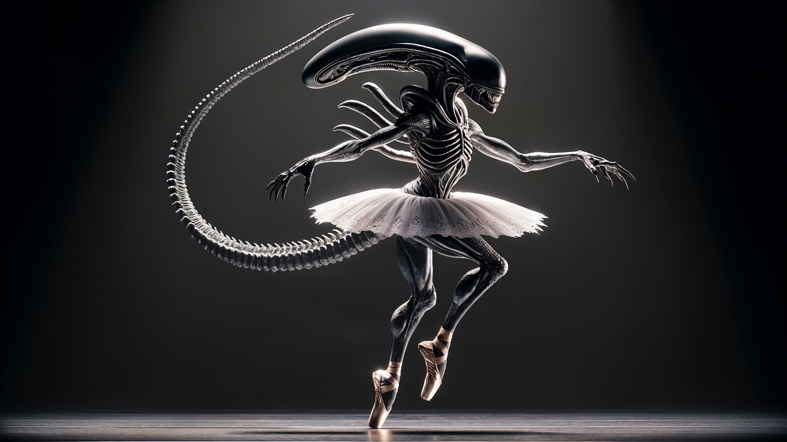 Surreal Creature in Tutu with Alien Features