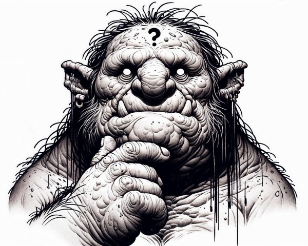 Stylized Troll Illustration with Exaggerated Features