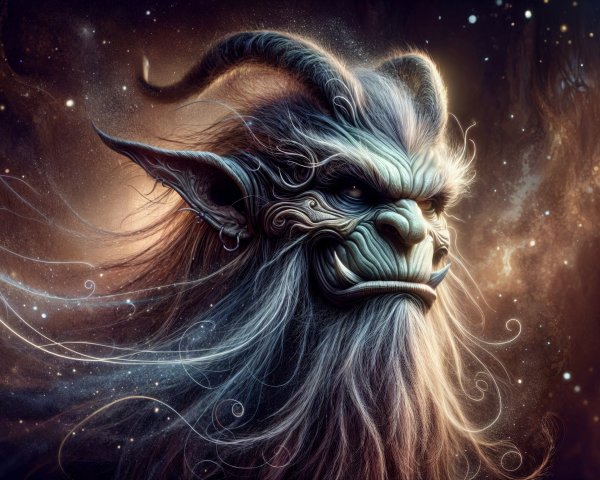 Fantastical Creature with Cosmic Backdrop and Mystery
