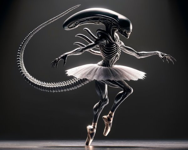 Surreal Creature in Tutu with Alien Features